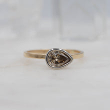 Load image into Gallery viewer, Chocolate Pear Diamond Ring Set 14 k White and Yellow Gold | Michelle Kobernik