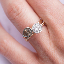Load image into Gallery viewer, Chocolate Pear Diamond Ring Set 14 k White and Yellow Gold |Engagement Ring|  Michelle Kobernik
