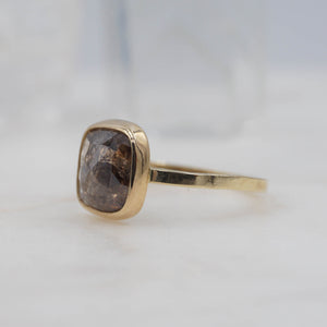 1.9 Carat Chocolate Square Diamond Engagement Ring in 14K Yellow Gold