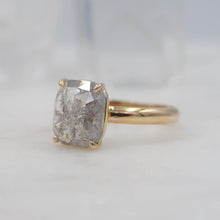 Load image into Gallery viewer, 2 Carat Rectangle Salt and Pepper Diamond Engagement Ring in 14K Yellow Gold | Michelle Kobernik