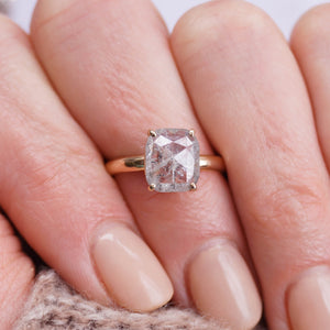 2 Carat Rectangle Salt and Pepper Diamond Engagement Ring in 14K Yellow Gold | Michelle Kobernik