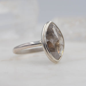 3.4 Carat Smokey Marquise Diamond Engagement Ring, set in Sterling Silver | Michelle Kobernik