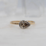Chocolate Pear Diamond Ring Set 14 k White and Yellow Gold | Michelle Kobernik