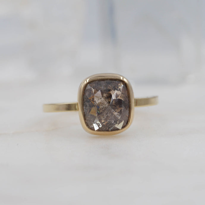 1.9 Carat Chocolate Square Diamond Engagement Ring in 14K Yellow Gold | Michelle Kobernik