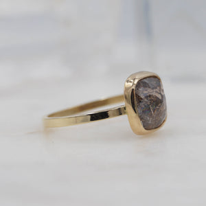 1.9 Carat Chocolate Square Diamond Engagement Ring in 14K Yellow Gold