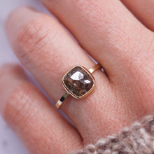 Load image into Gallery viewer, 1.9 Carat Chocolate Square Diamond Engagement Ring in 14K Yellow Gold