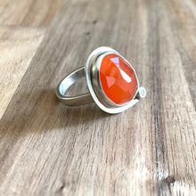 Load image into Gallery viewer, Carnelian Sterling Silver Ring with Diamond Accent Stone | Michelle Kobernik