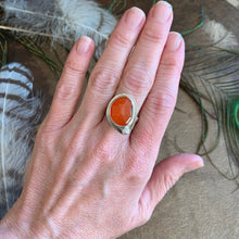 Load image into Gallery viewer, Carnelian Sterling Silver Ring with Diamond Accent Stone | Michelle Kobernik