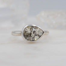 Load image into Gallery viewer, 2.5 Carat Green Pear Diamond Ring Set in Sterling Silver | Michelle Kobernik