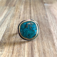 Kingman Round Turquoise Sterling Silver Ring | Michelle Kobernik