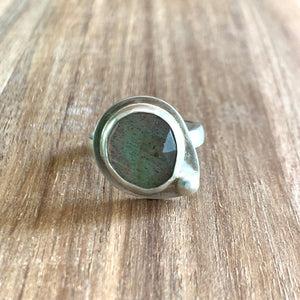 LABRADORITE ABSTRACT STERLING SILVER RING