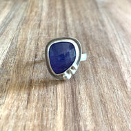 Abstract-shaped Tanzanite Sterling Silver Ring