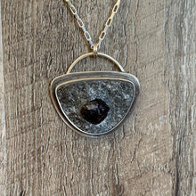 Load image into Gallery viewer, ROUND-EDGED TRIANGLE RAW GARNET STERLING SILVER PENDANT