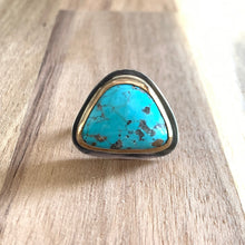 Load image into Gallery viewer, Kingman Triangle Turquoise Sterling Silver Ring  | Michelle Kobernik