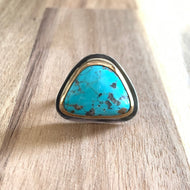 Kingman Triangle Turquoise Sterling Silver Ring  | Michelle Kobernik