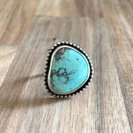 Kingman Turquoise Triangle Sterling Silver Ring | Michelle Kobernik