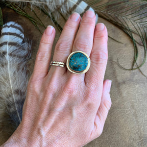 Kingman Round Turquoise Sterling Silver Ring | Michelle Kobernik