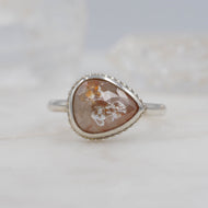 2.1 Carat Peach Pear Diamond Engagement/ Power Ring, set in Sterling Silver | Michelle Kobernik