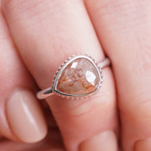 Load image into Gallery viewer, 2.1 Carat Peach Pear Diamond Engagement/ Power Ring, set in Sterling Silver | Michelle Kobernik