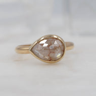 2 Carat Red Ribbon Pear Diamond Engagement Ring, set in 14K Yellow Gold | Michelle Kobernik