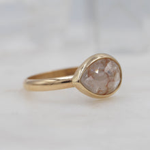 Load image into Gallery viewer, 2 Carat Red Ribbon Pear Diamond Engagement Ring, set in 14K Yellow Gold | Michelle Kobernik