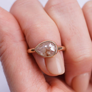 2 Carat Red Ribbon Pear Diamond Engagement Ring, set in 14K Yellow Gold | Michelle Kobernik