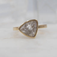 1.4 Carat Salt and Pepper Triangle Diamond Engagement Ring, set in 14K Yellow Gold | Michelle Kobernik
