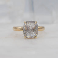 2 Carat Rectangle Salt and Pepper Diamond Engagement Ring in 14K Yellow Gold | Michelle Kobernik