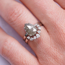 Load image into Gallery viewer, 2.1 CARAT SALT &amp; PEPPER PEAR DIAMOND ENGAGEMENT RING 14K WHITE GOLD