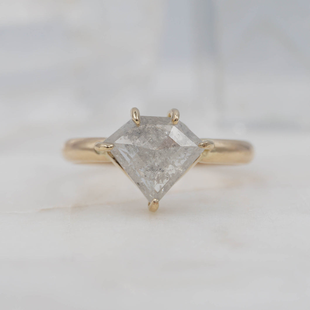 2.4 Carat Shield Diamond Engagement/ Power Ring set in 14K Yellow Gold | Michelle Kobernik