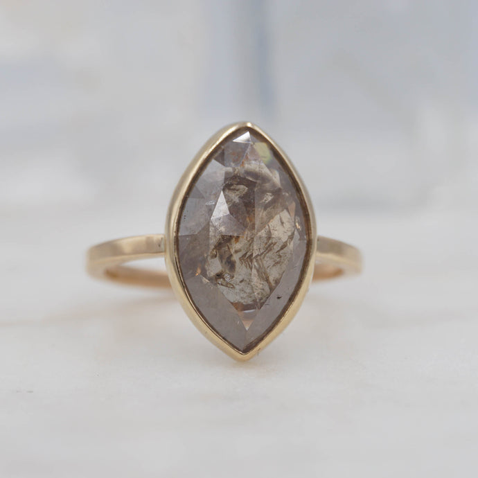 Carat Smokey Marquise Diamond Engagement Ring, set in 14K Yellow Gold | Michelle Kobernik