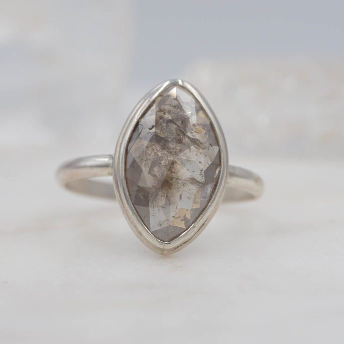 3.4 Carat Smokey Marquise Diamond Engagement Ring, set in Sterling Silver | Michelle Kobernik