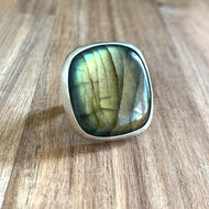 Square Labradorite Sterling Silver Ring | Michelle Kobernik